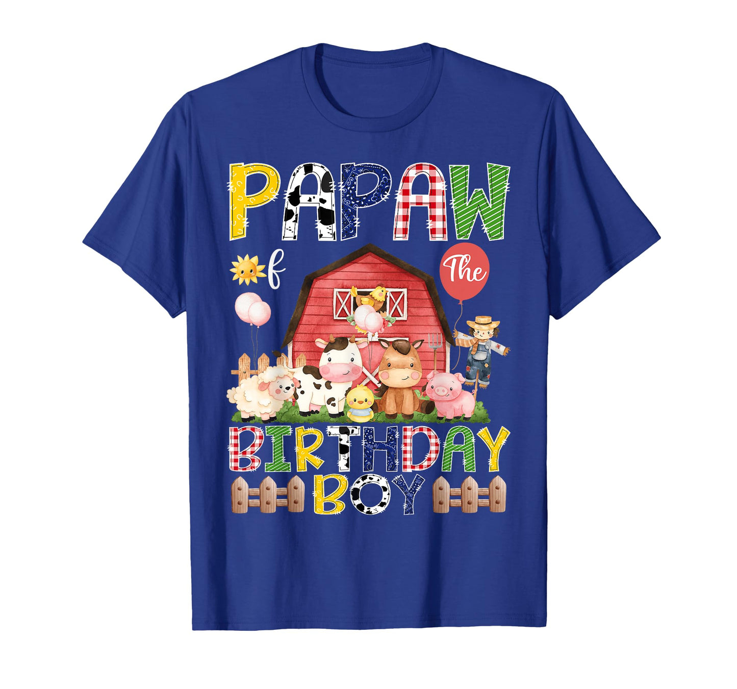 Papaw Of The Birthday Boy 1St Birthday Red Cow Farm T-Shirt