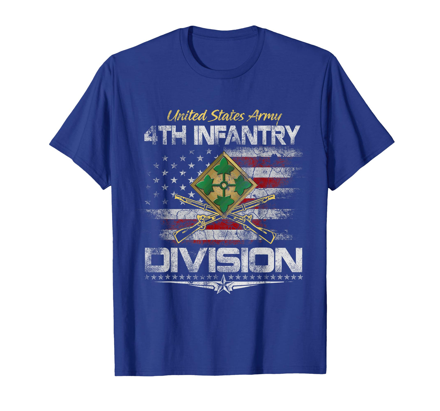 USA 4th Infantry Division Veteran Shirt Vintage Veterans Day T-Shirt
