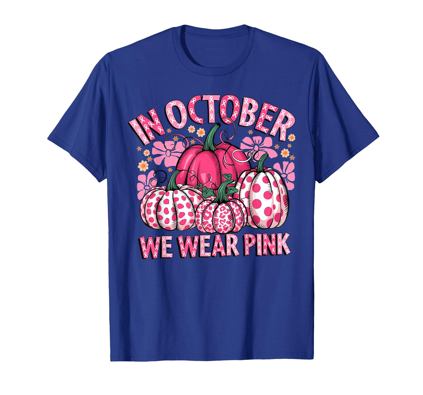 In October We Wear Pink Pumpkin Breast Cancer Halloween T-Shirt