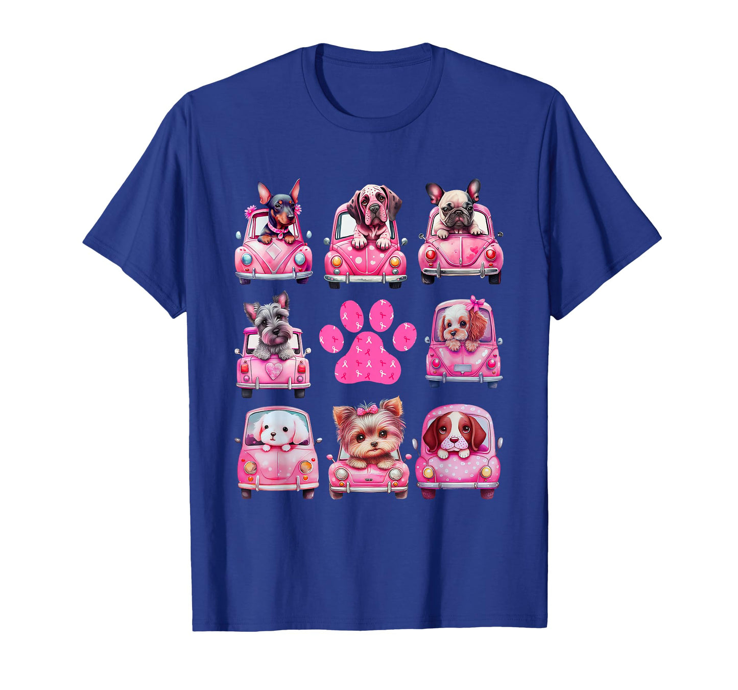 Breast Cancer Puppy Dogs Paw Print Cute Pink October 2024 T-Shirt