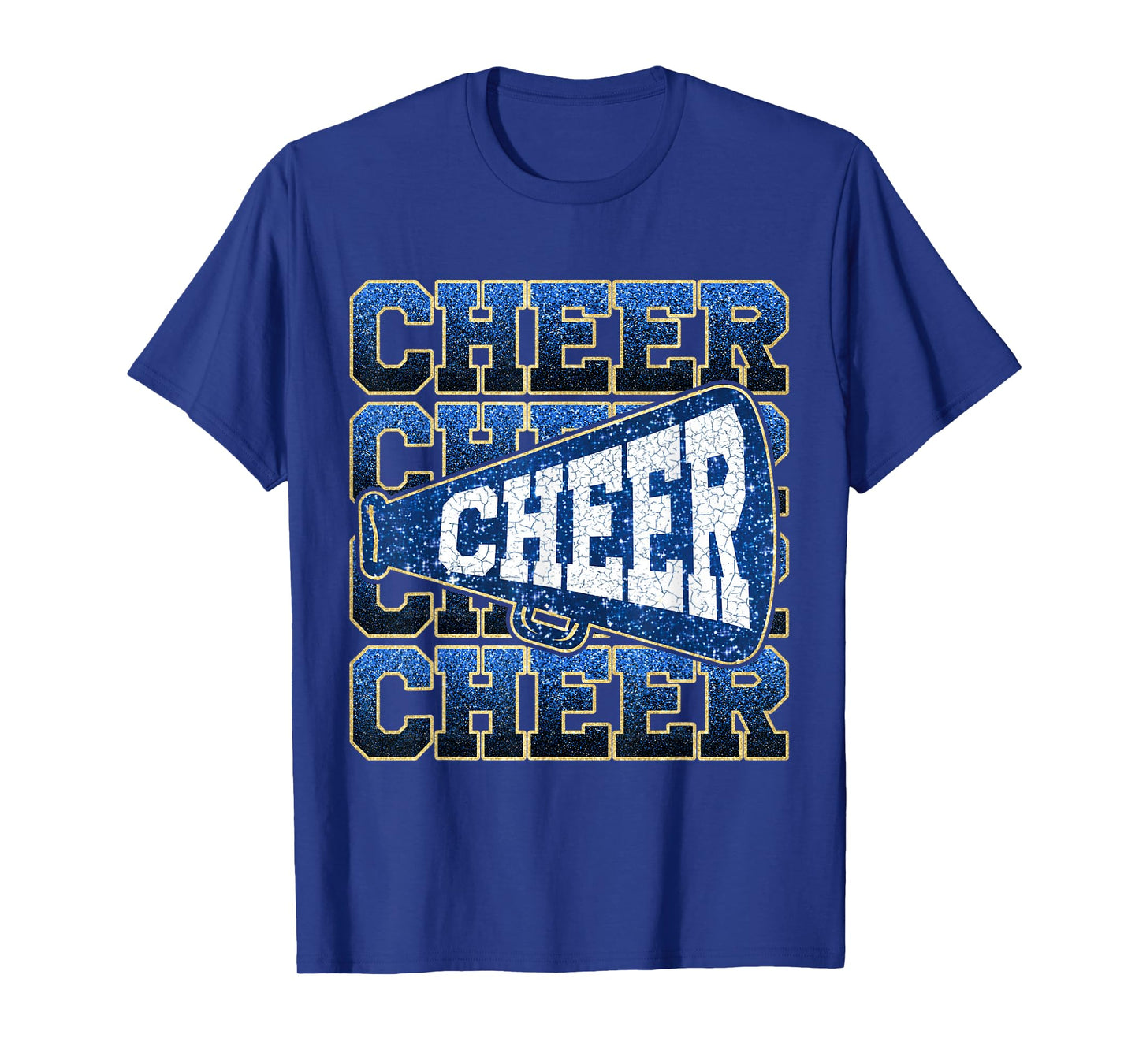 Cheer megaphone Funny Sport Cheerleader Cheerleading Blue T-Shirt