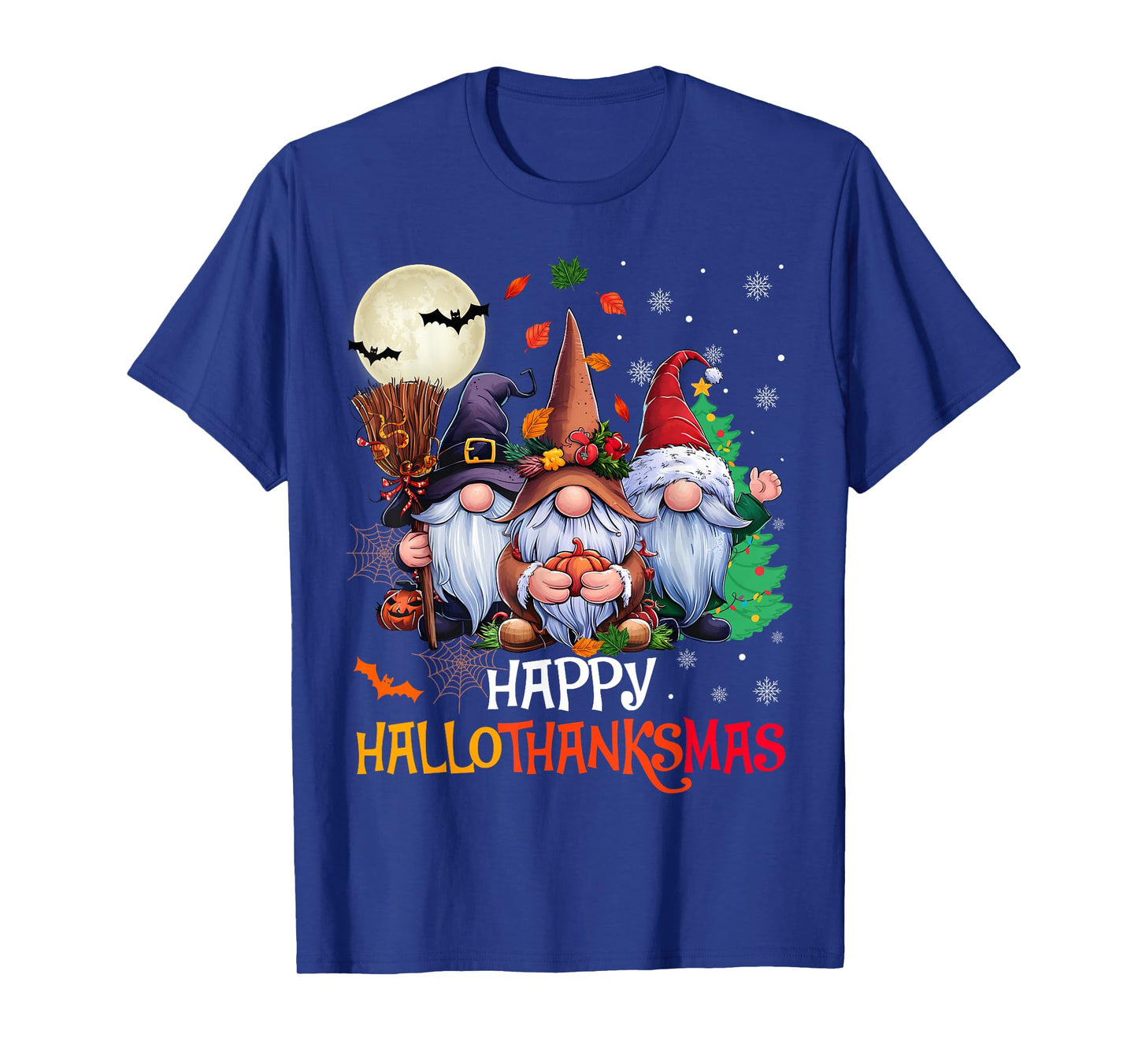Happy Hallothanksmas Gnomes Lover Halloween Merry Christmas T-Shirt