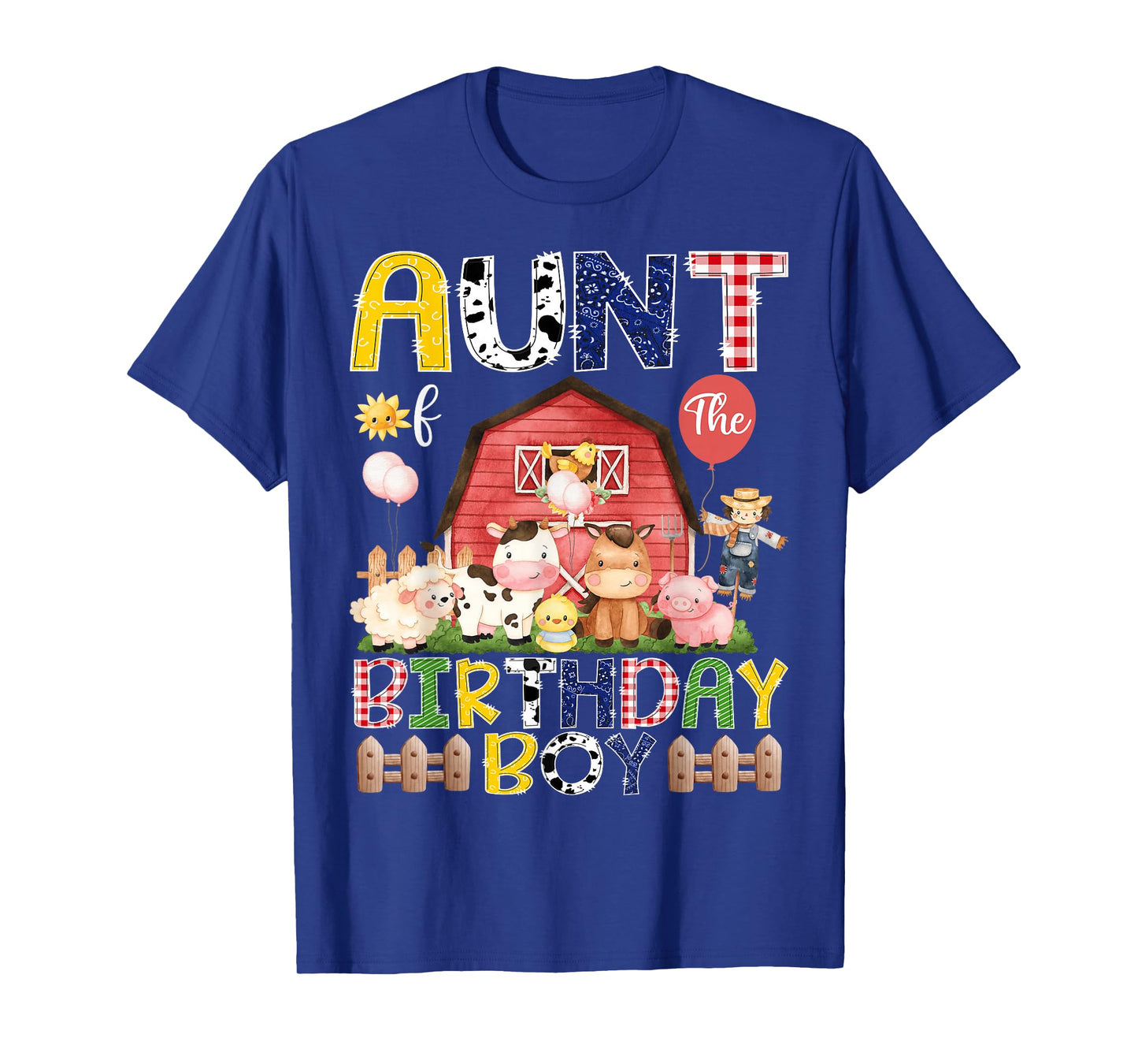 Aunt Of The Birthday Boy 1St Birthday Red Cow Farm T-Shirt