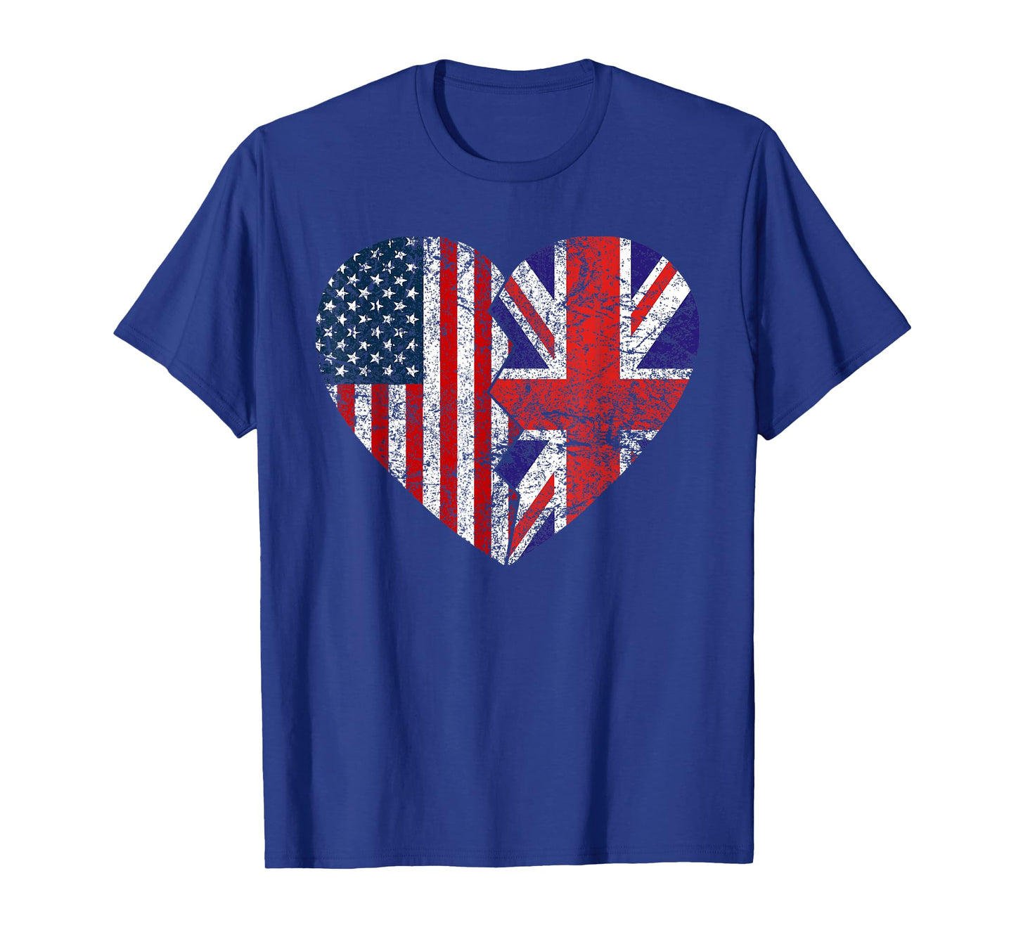 British American Flags Heart | United States UK Roots T-Shirt for Women Kids Men