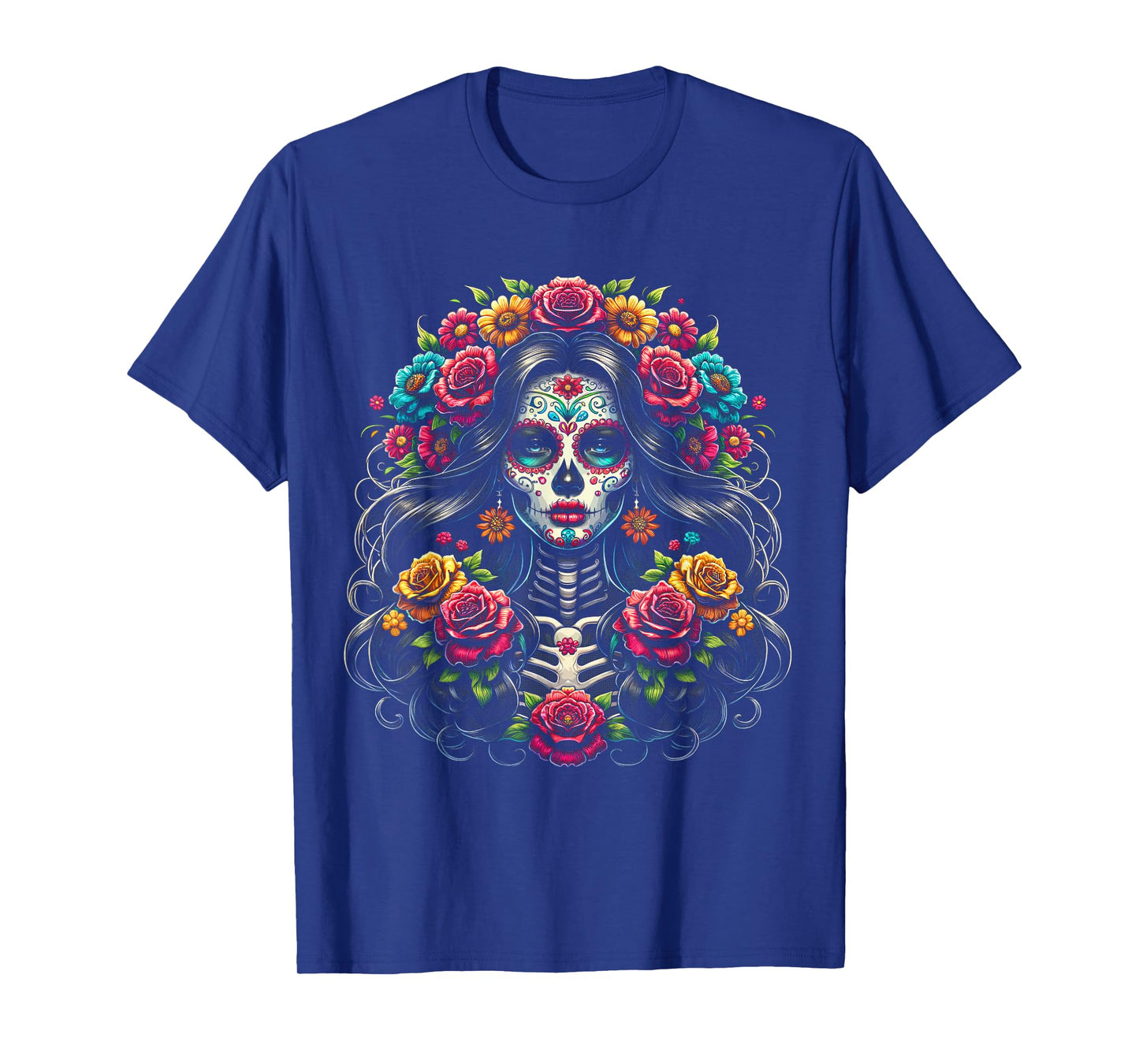 De Los Muertos La Catrina Day of the Dead Sugar Skull Women T-Shirt