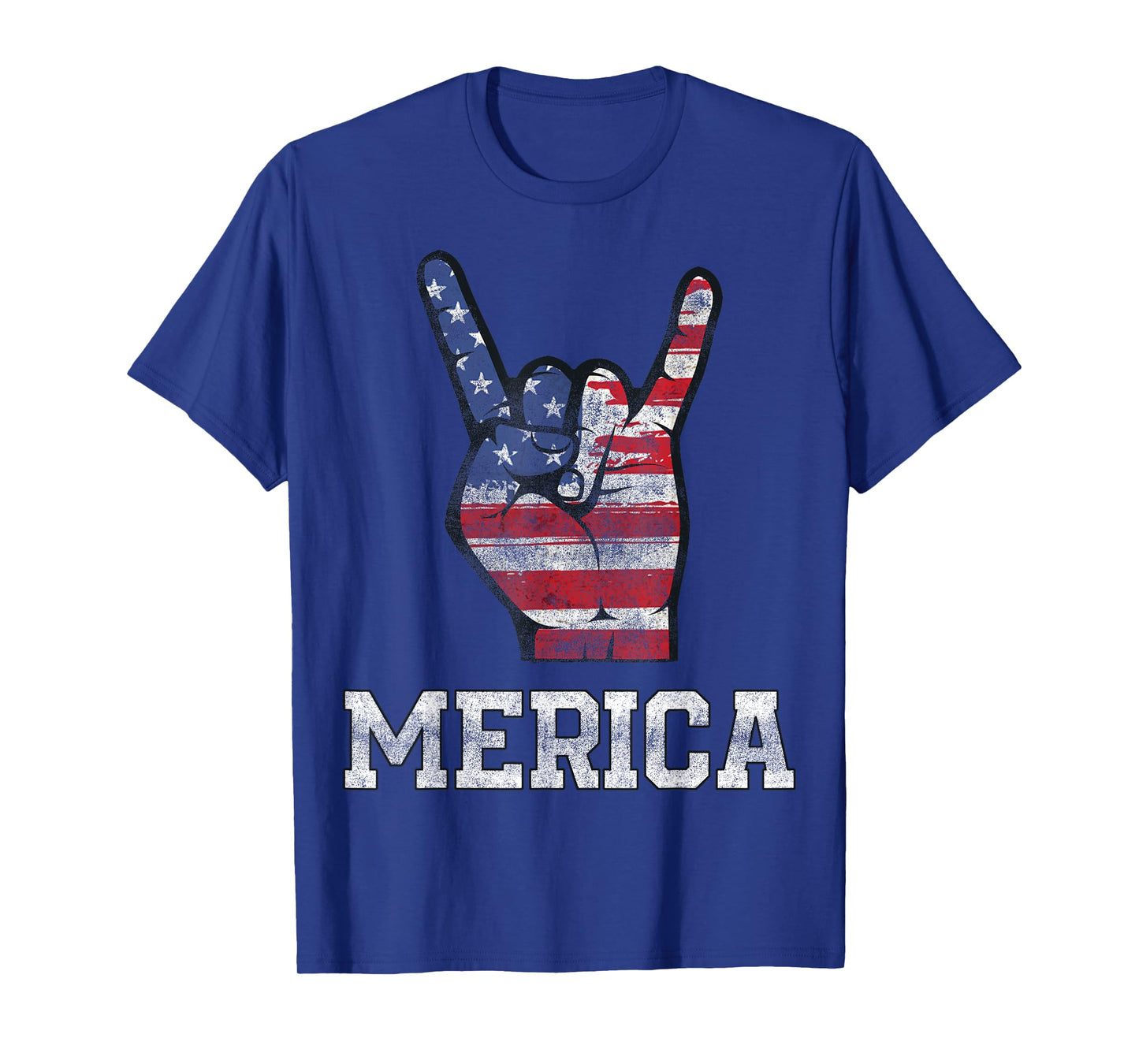 Merica Rock Sign 4th of July Vintage American Flag Retro USA T-Shirt