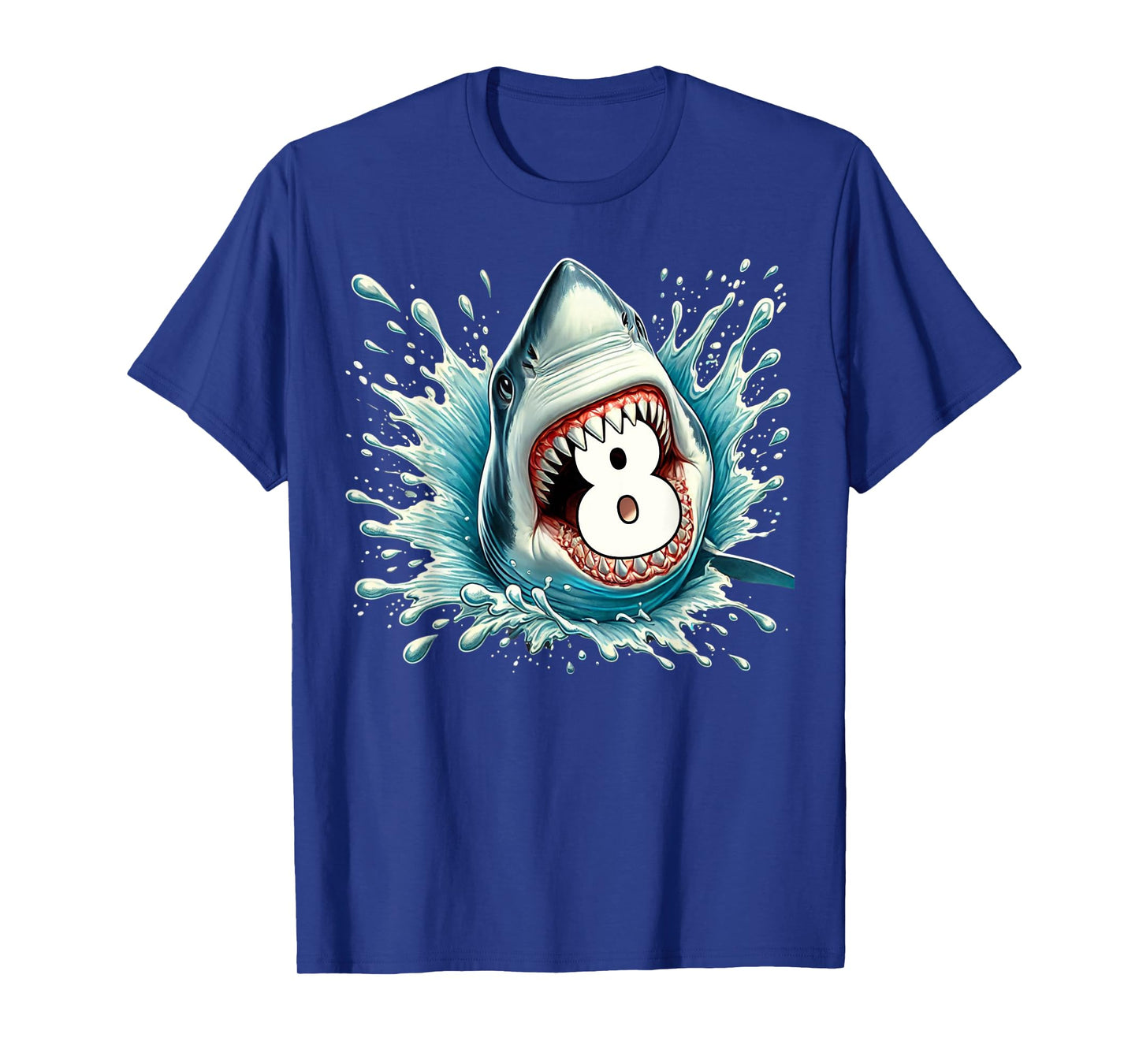 Funny 8th Birthday Eight Years Old Bday Shark Lover T-Shirt