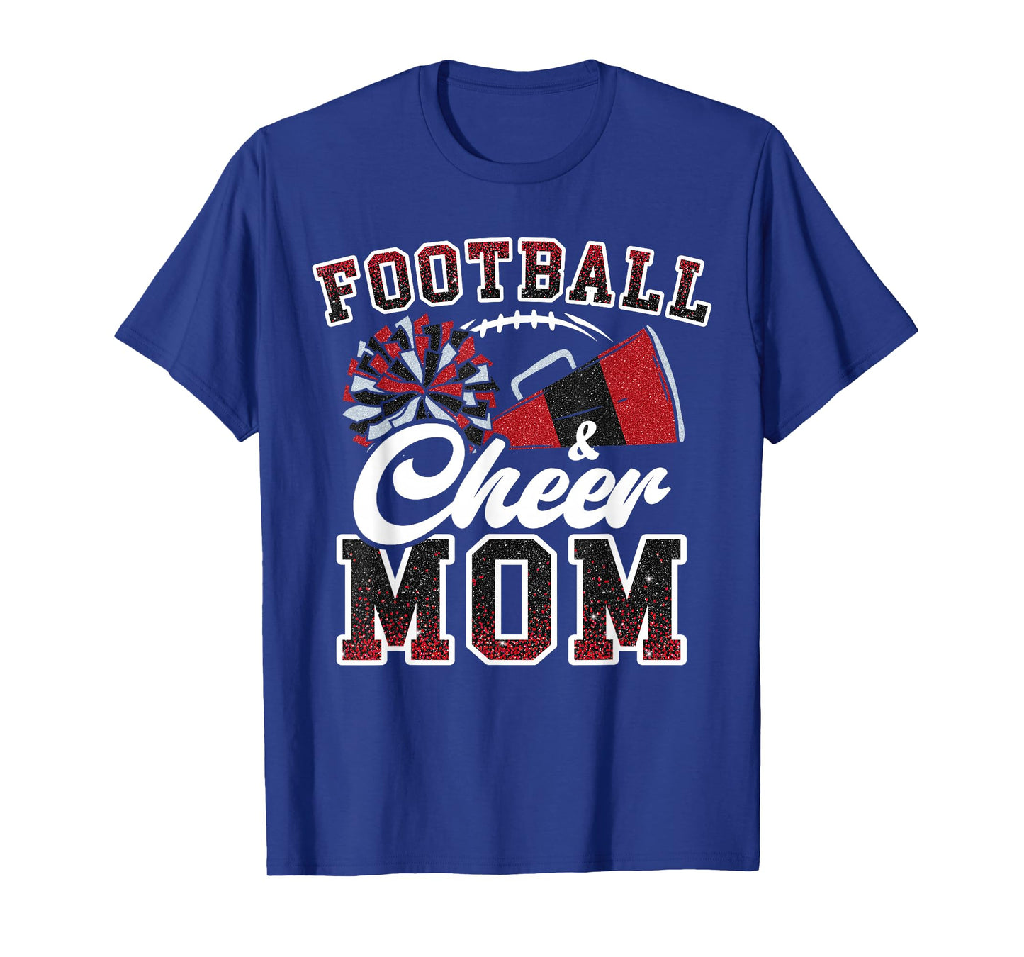 Loud Proud Football And Cheer Mom Cheerleader Mom Mama Red T-Shirt