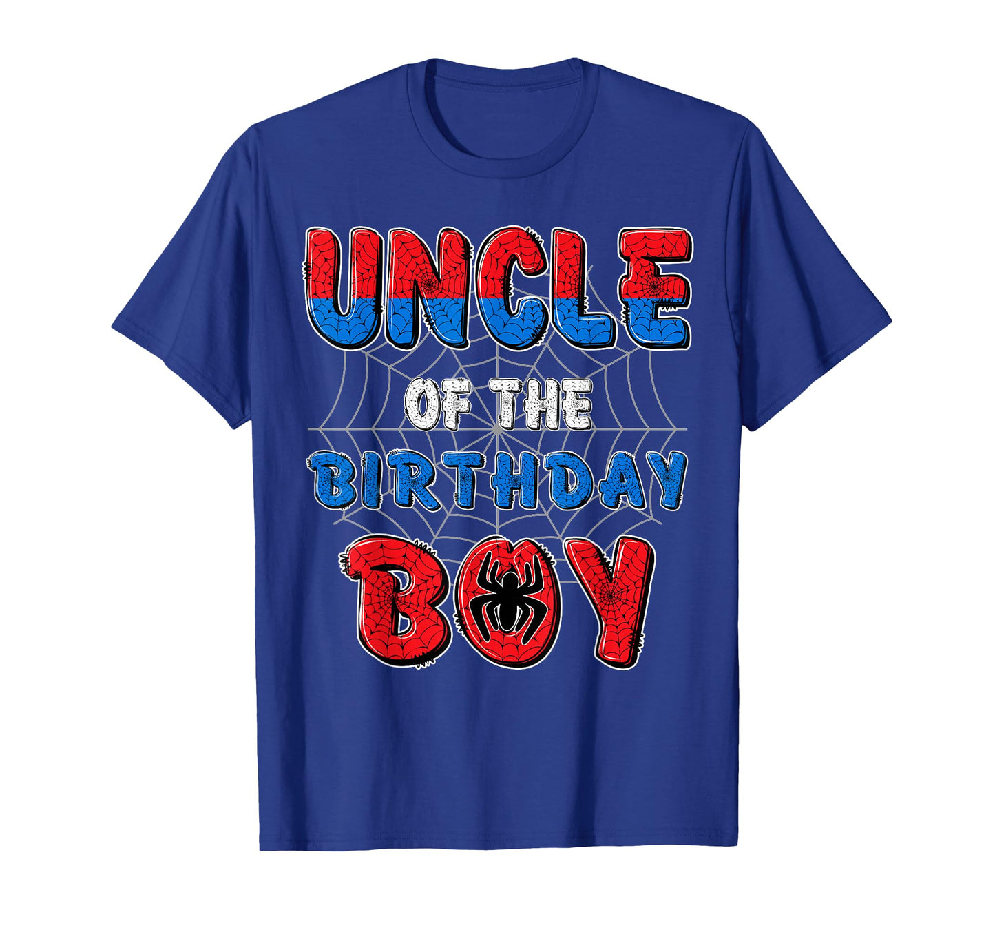Uncle of The Birthday Boy Spider Web Funny Birthday Party T-Shirt