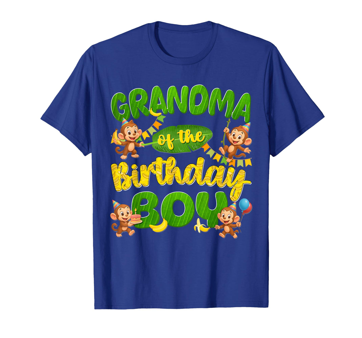 Grandma Of The Birthday Boy Monkey Family Matching Party T-Shirt