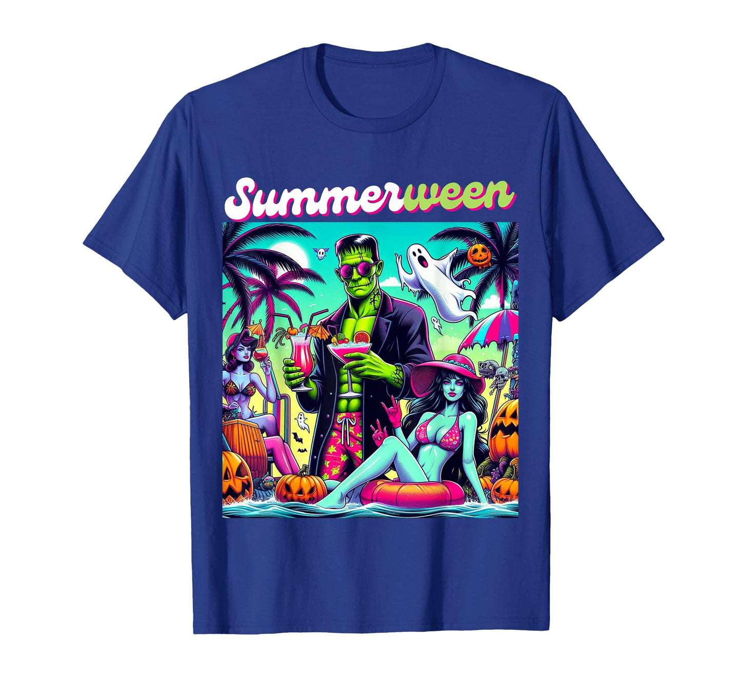 Happy Summerween Summer Halloween Holiday Beach Vibes Spooky T-Shirt