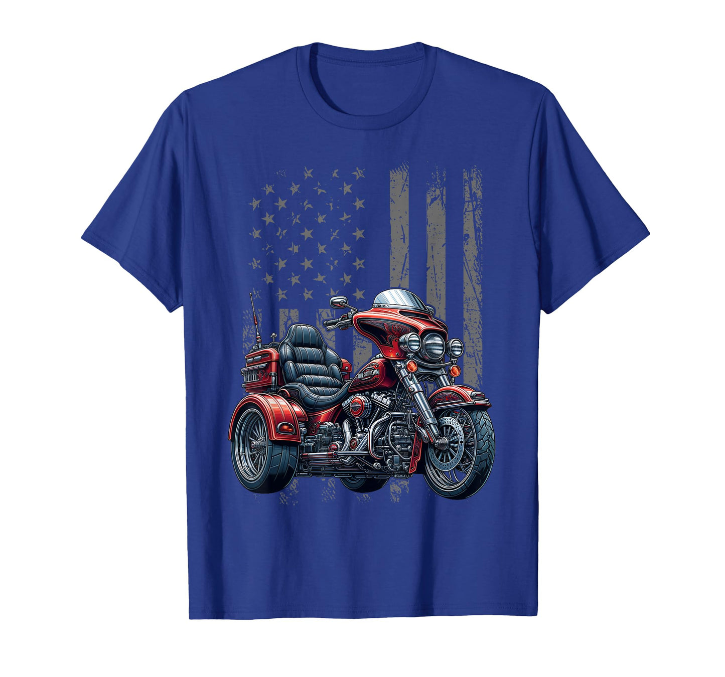3 Wheels Motorcycle Trike Patriotic American Flag Trike T-Shirt