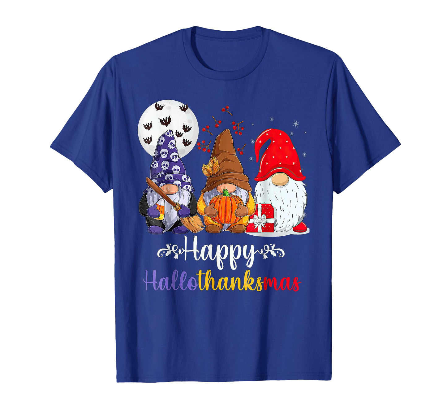 Halloween Thanksgiving Christmas Happy HalloThanksMas Gnomes T-Shirt