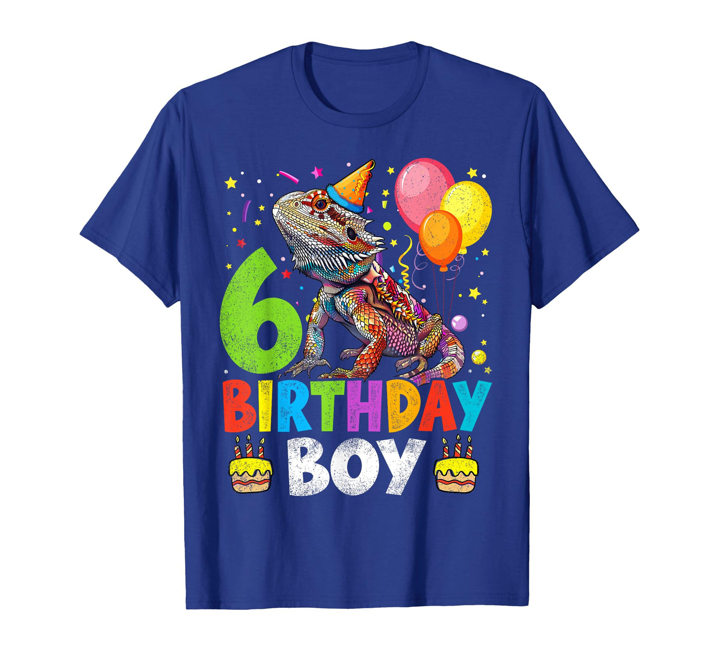 6th Birthday Boy Bearded Dragon 6 Years Old Bday Party T-Shirt