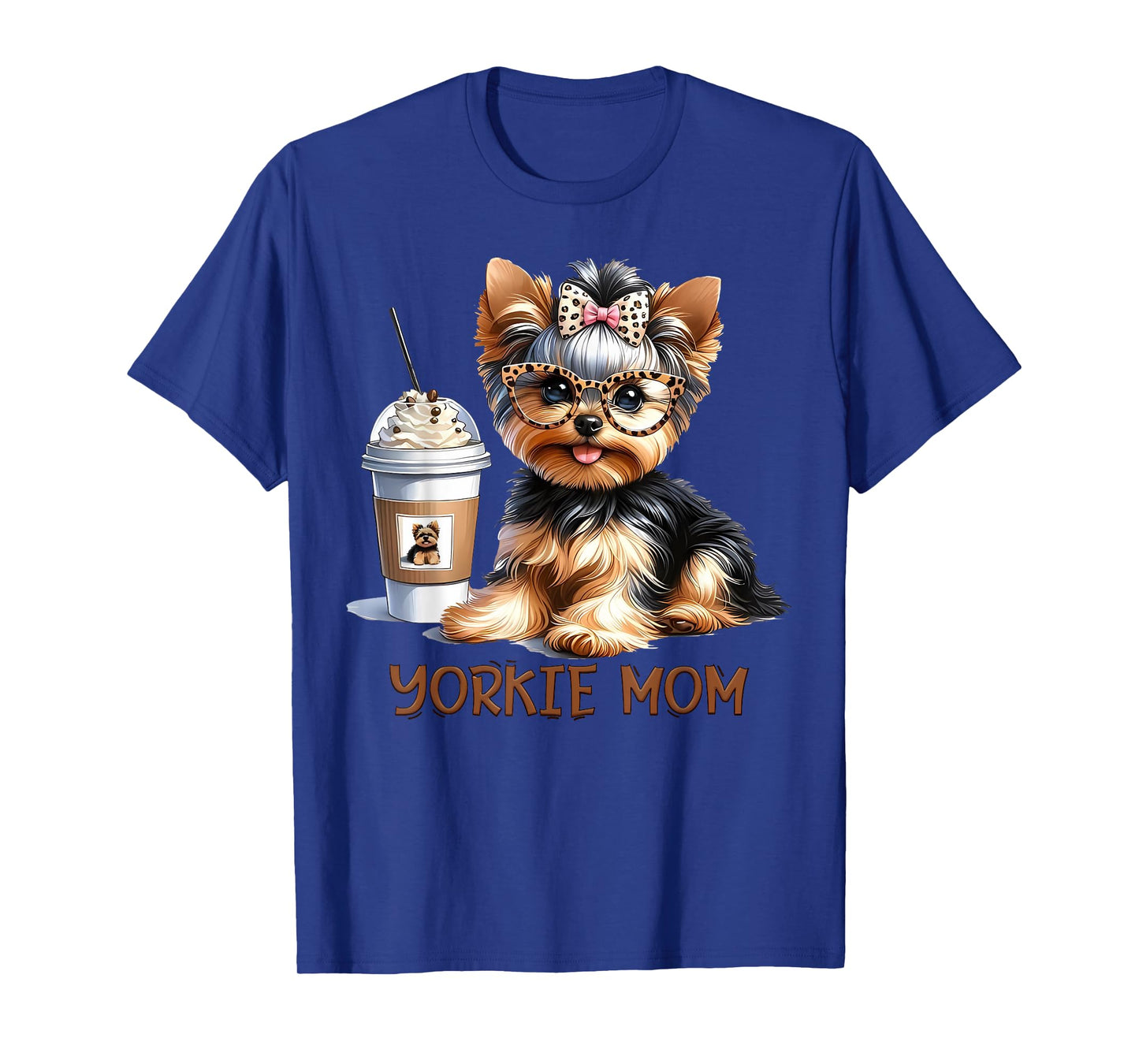 Cute Yorkie Mom Coffee Latte Iced Cream Yorkie Dog Mama T-Shirt for Men Women