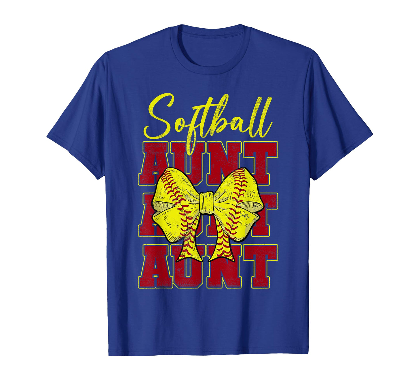 Softball Aunt Coquette Bow Sport Lover Vintage Mothers Day T-Shirt