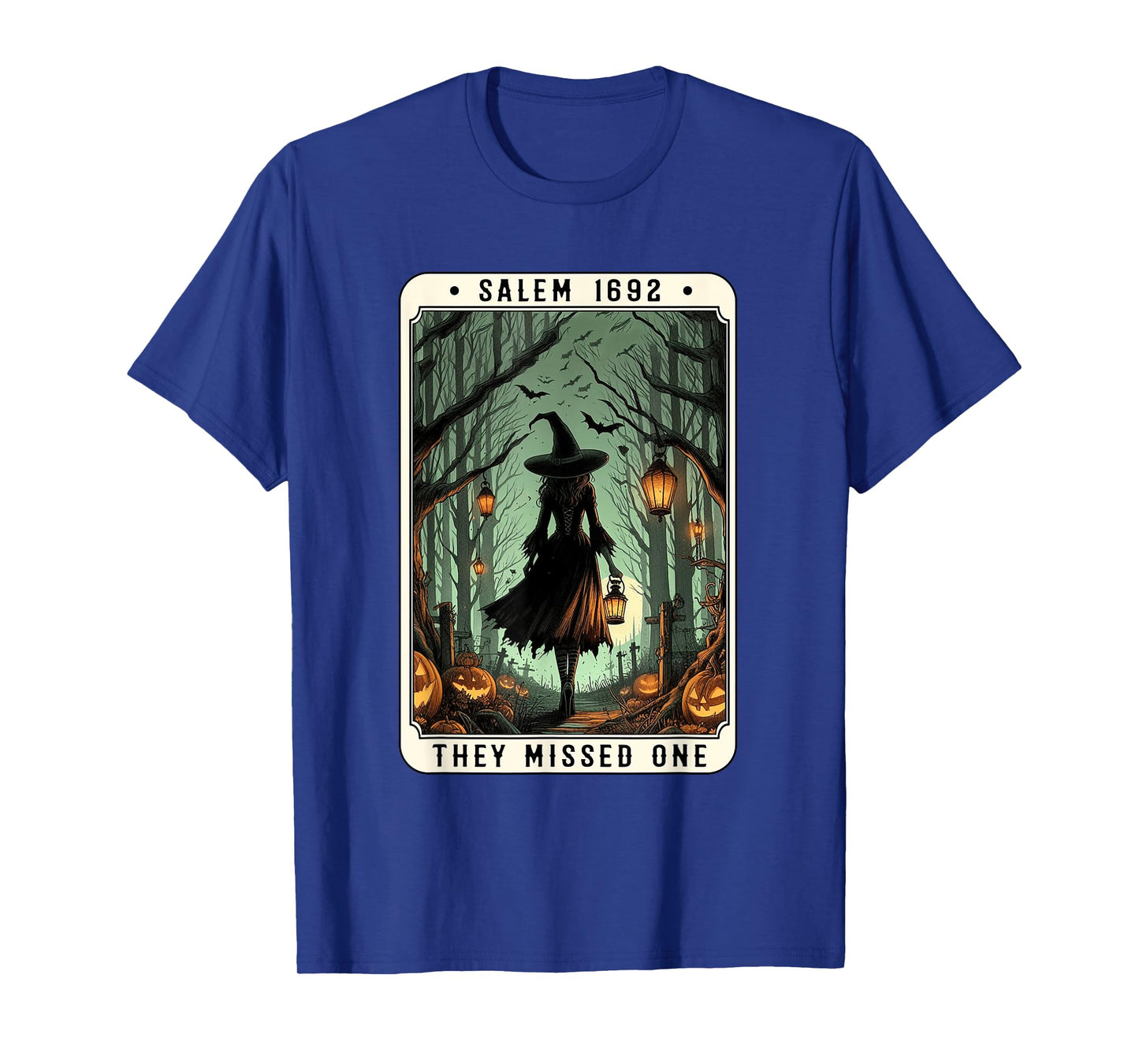 Salem 1692 Halloween Witch They Missed One Tarot Card Women T-Shirt