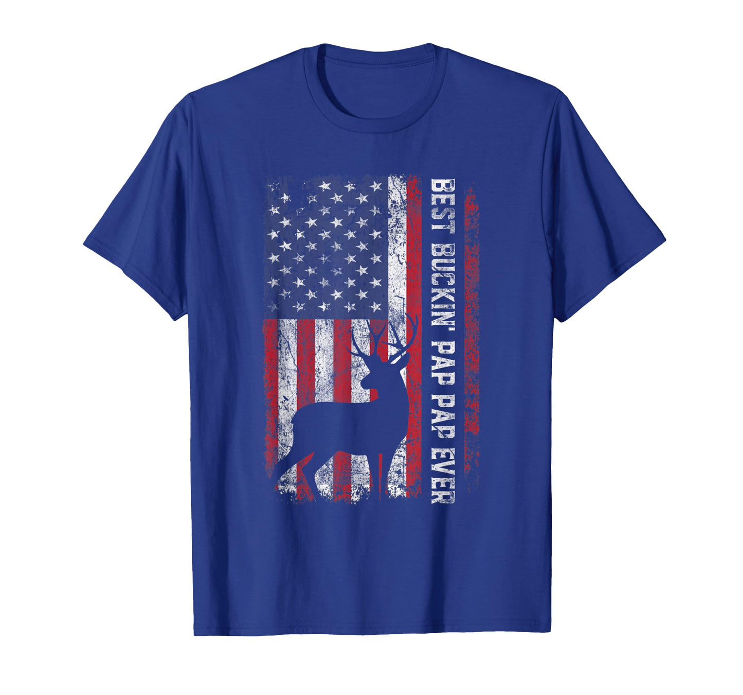 Mens USA Flag Best Buckin Pap Pap Ever Deer Hunting Fathers Day T-Shirt