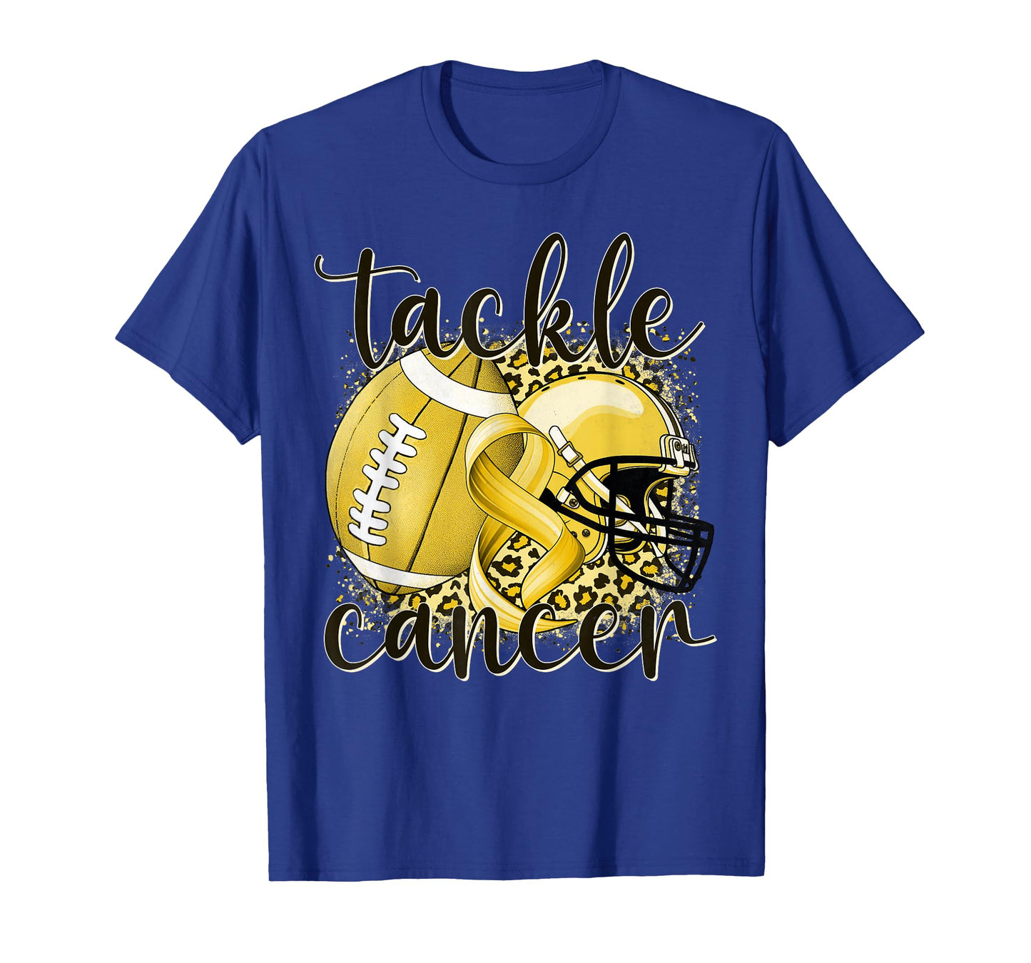 Tackle Childhood Cancer Football Lover Warrior Gold Ribbon T-Shirt