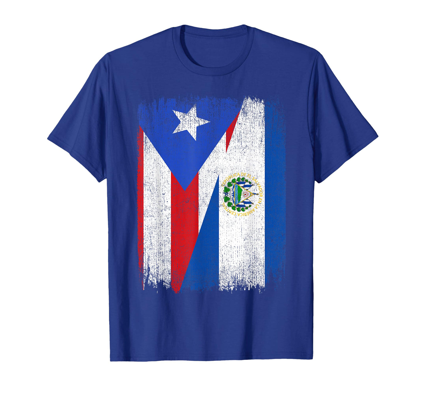 Half Puerto Rico El Salvador Flag Salvadoran Pride Roots T-Shirt