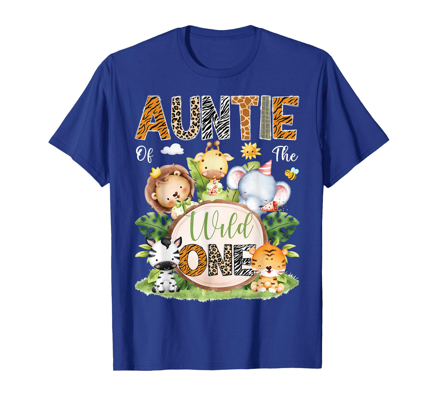 Auntie Of The Wild One 1St Birthday Kids Safari Jungle T-Shirt