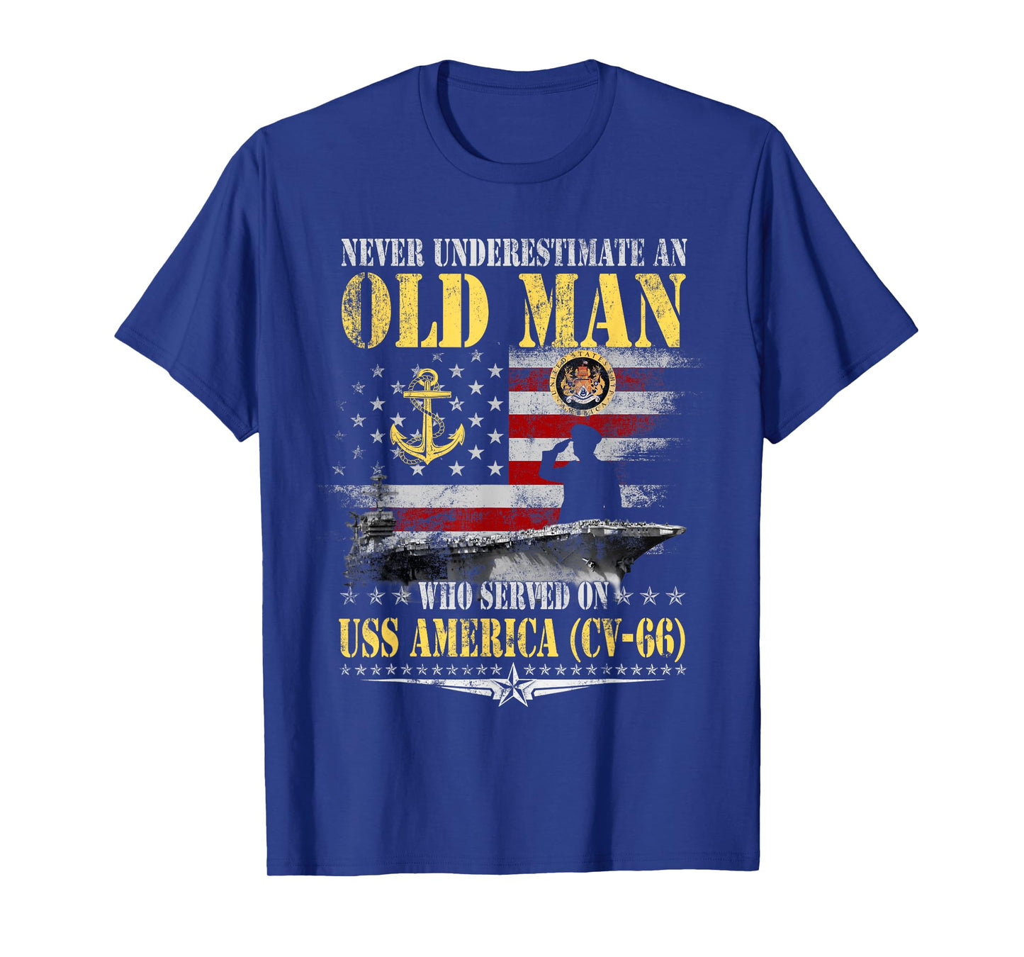 USS America CV-66 Veteran Patriotic Dad Papa Grandpa Old Man T-Shirt