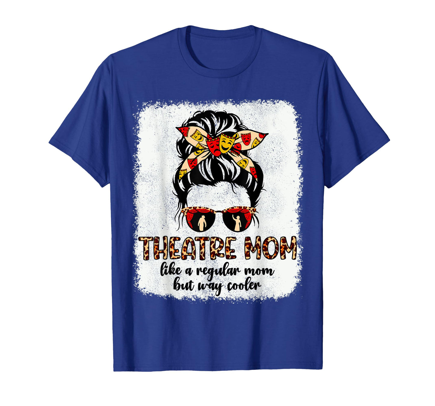 Leopard Theatre Mom Cute Messy Bun Theater Mothers Day T-Shirt