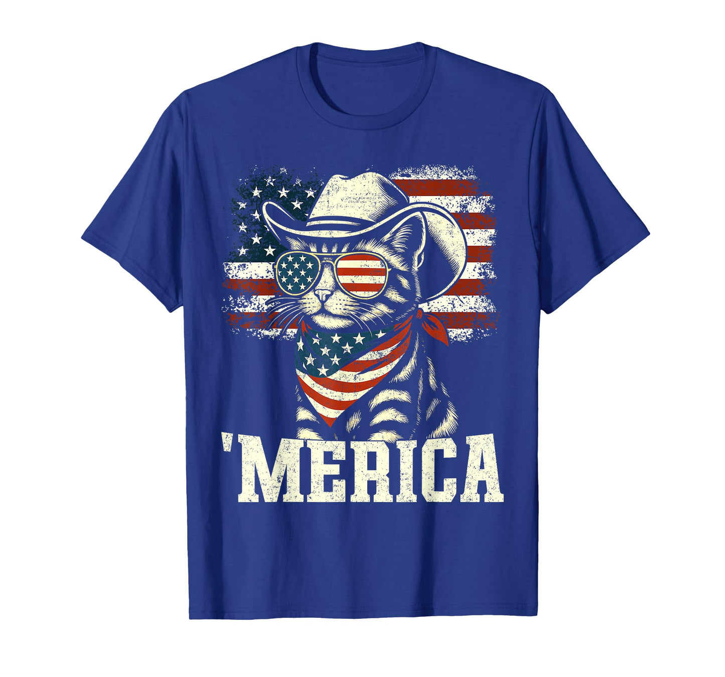 'Merica USA American Flag Patriotic 4th of July Cat 'Merica T-Shirt