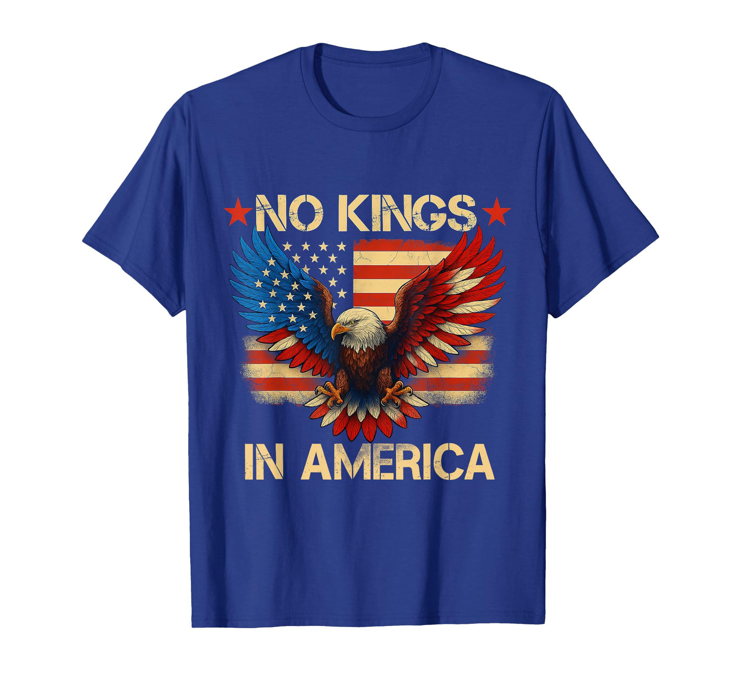 No Kings In America USA Flag Democracy Eagle Patriotic T-Shirt