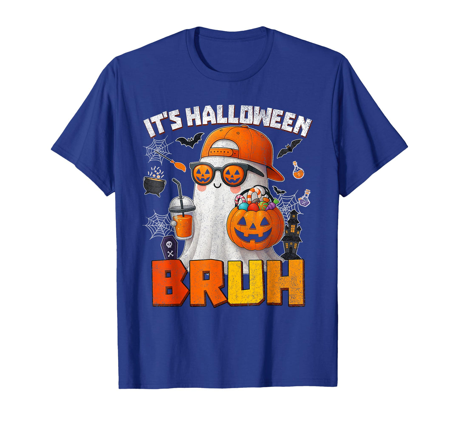 Its Halloween Bruh Boo Ghost Pumpkin Costume Boys Kids Mens T-Shirt