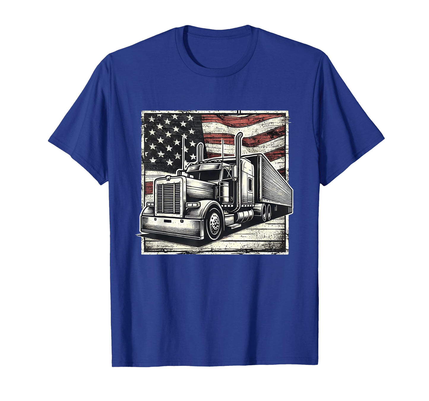 Semi-Trailer Trucker Big Rig American Flag Truck Driver T-Shirt