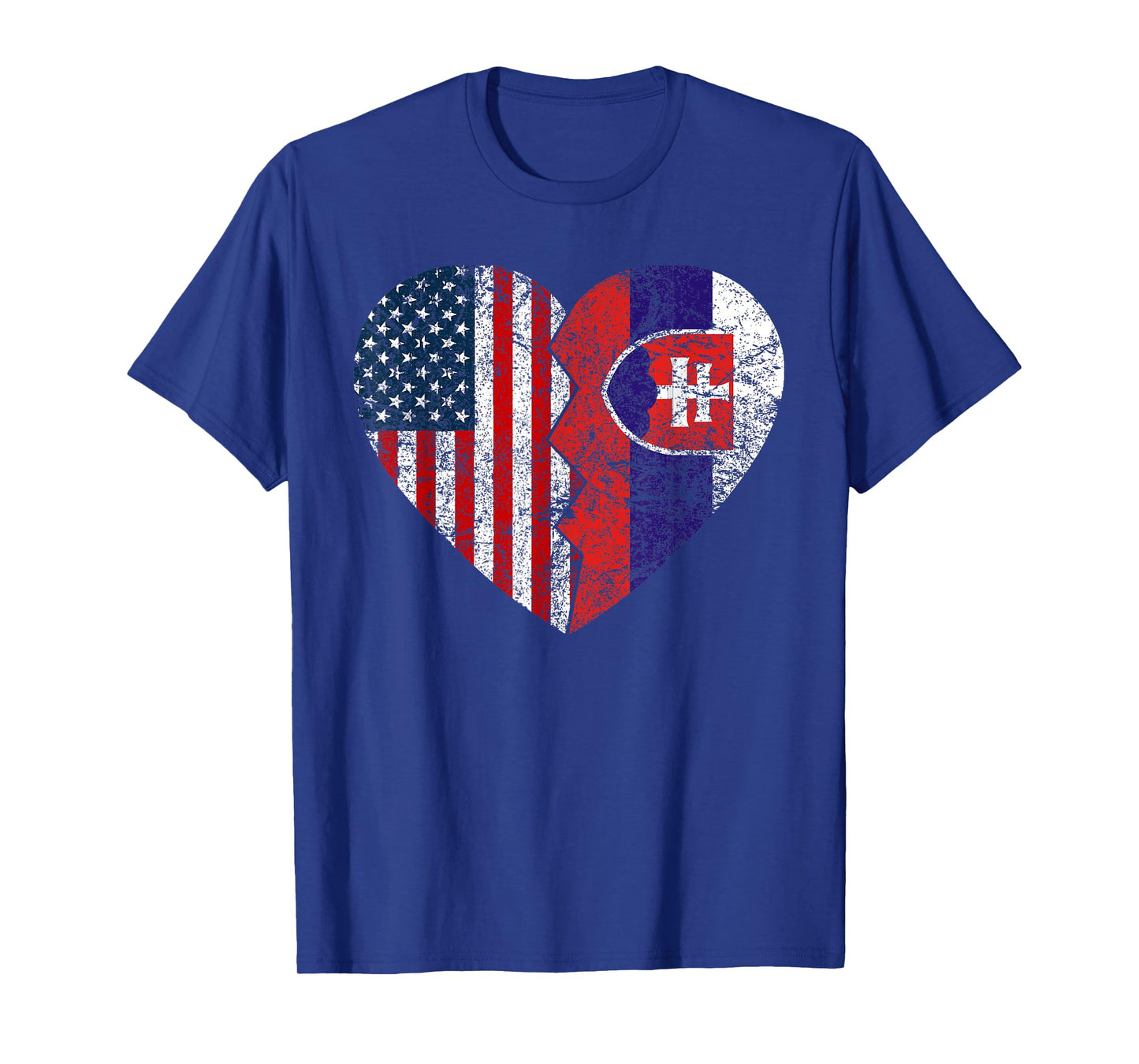 Slovakian American Flag Heart | United States Slovakia Roots Women Kids Men T-Shirt
