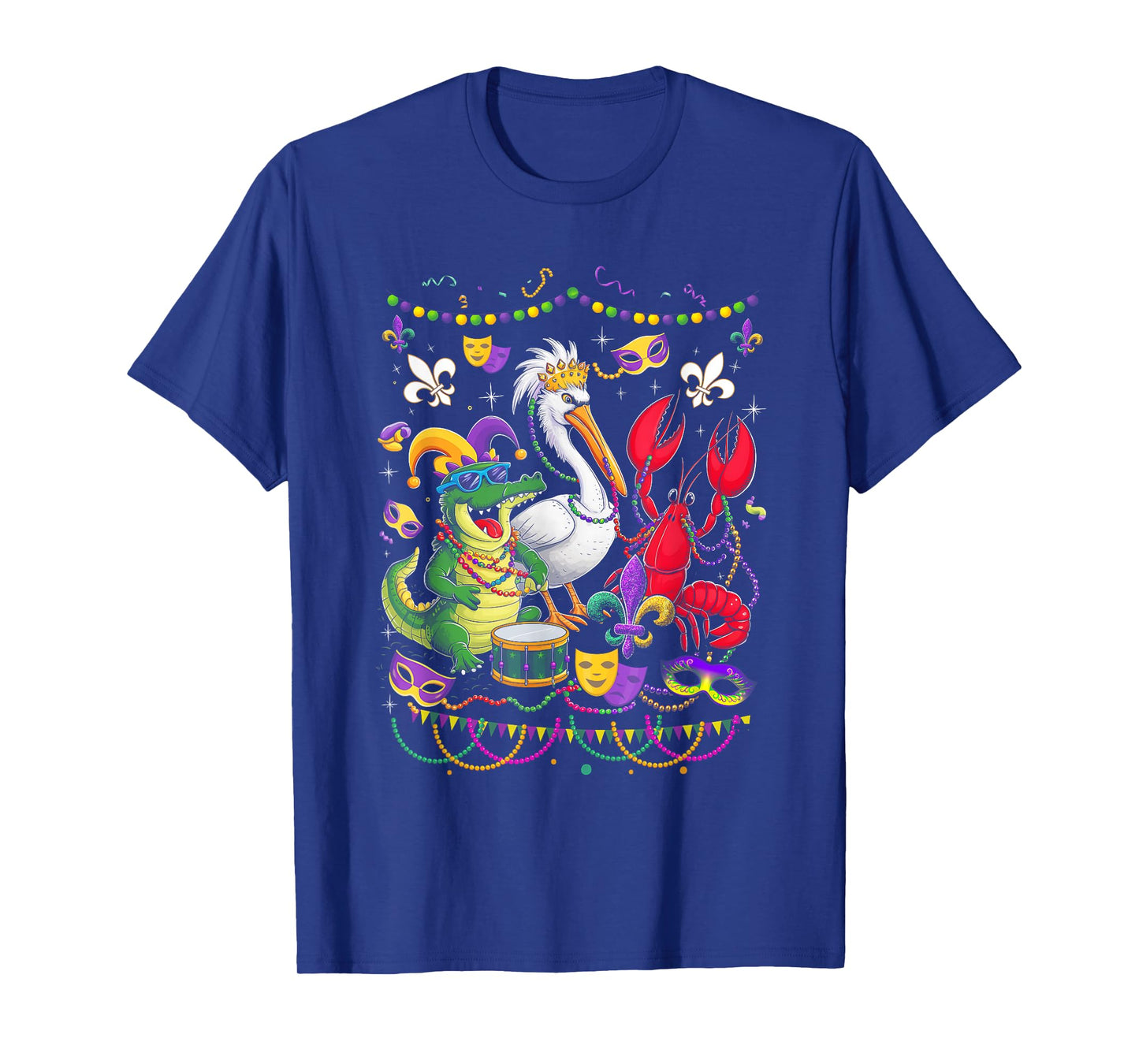 ABC Alligator Brown Pelican Crawfish Louisiana Mardi Gras T-Shirt