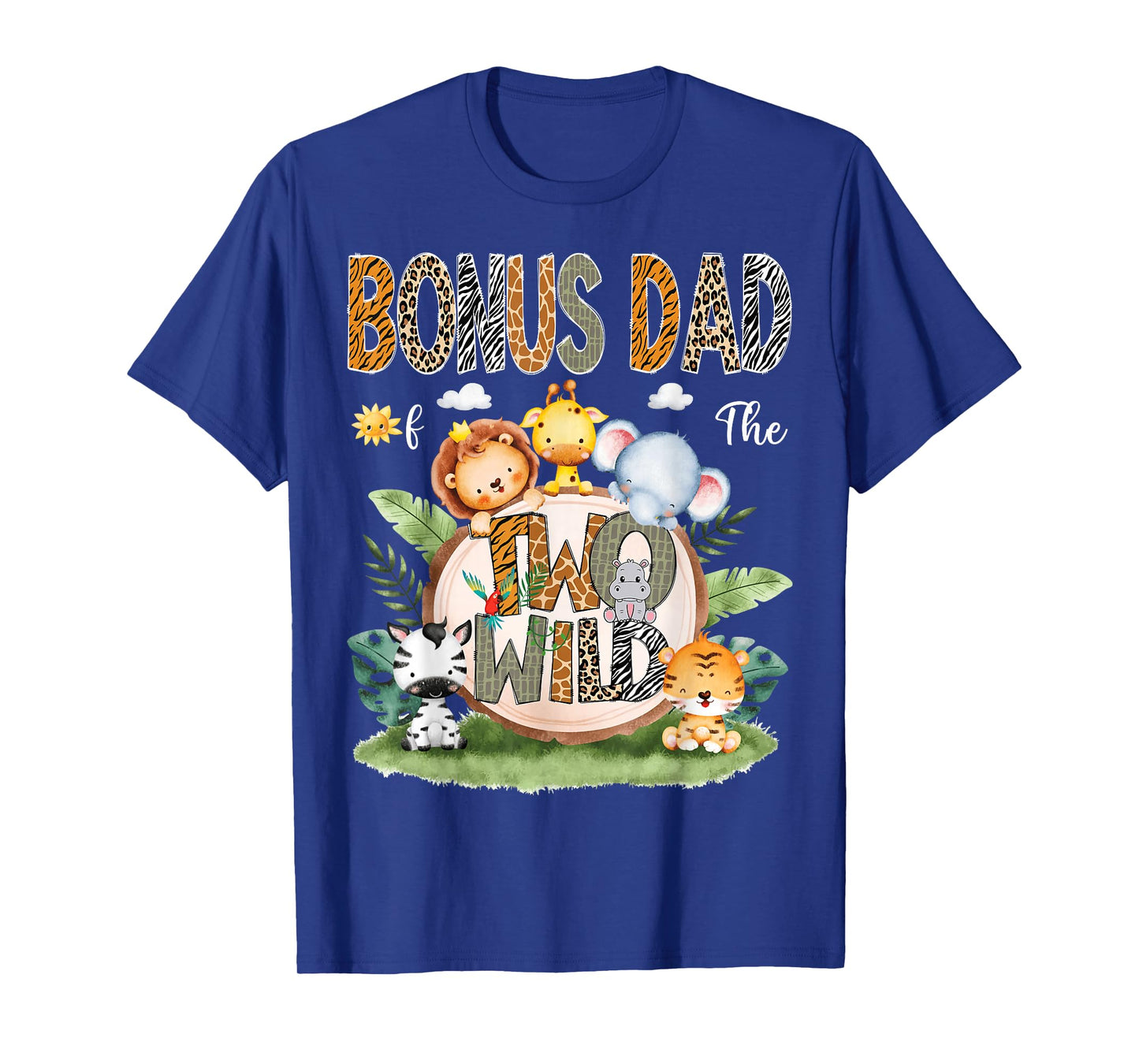Bonus Dad Of The Two Wild 2Nd Birthday Safari Animal Lover T-Shirt