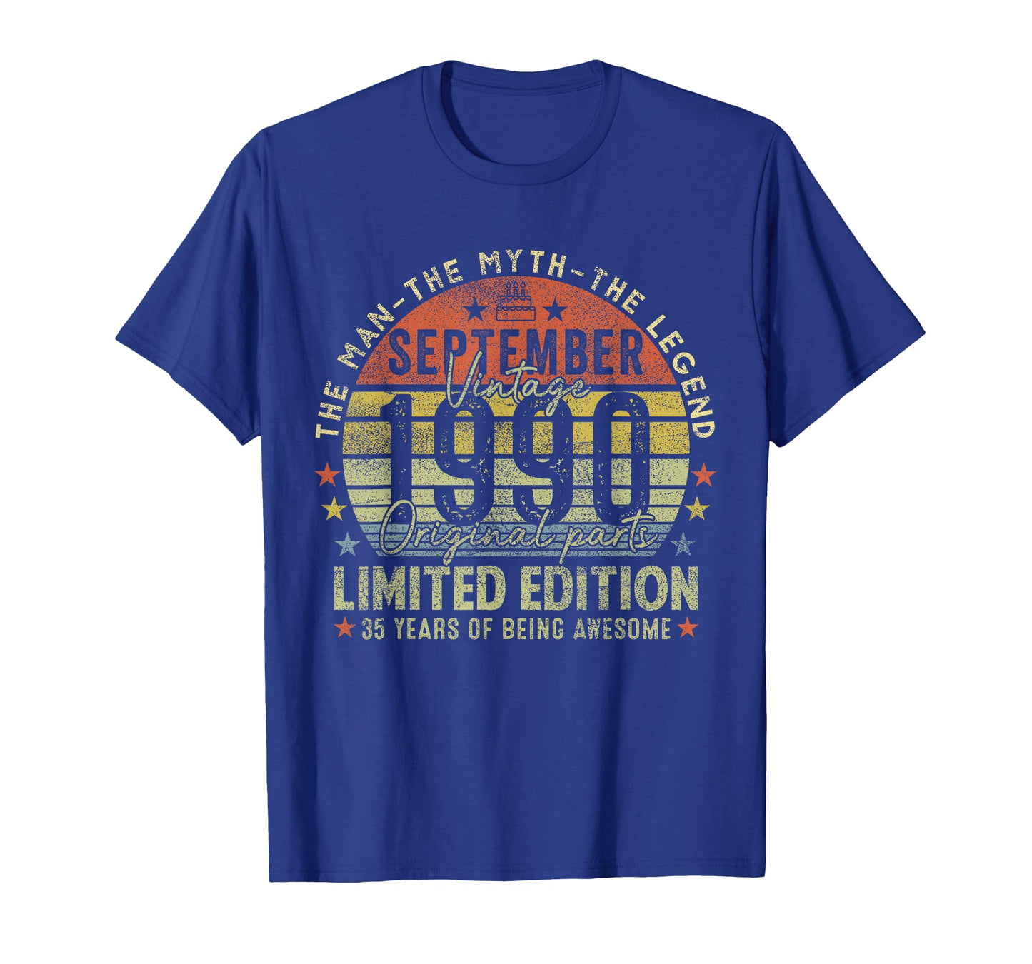 35th Birthday Gifts Vintage September 1990 35 Years Old Men T-Shirt