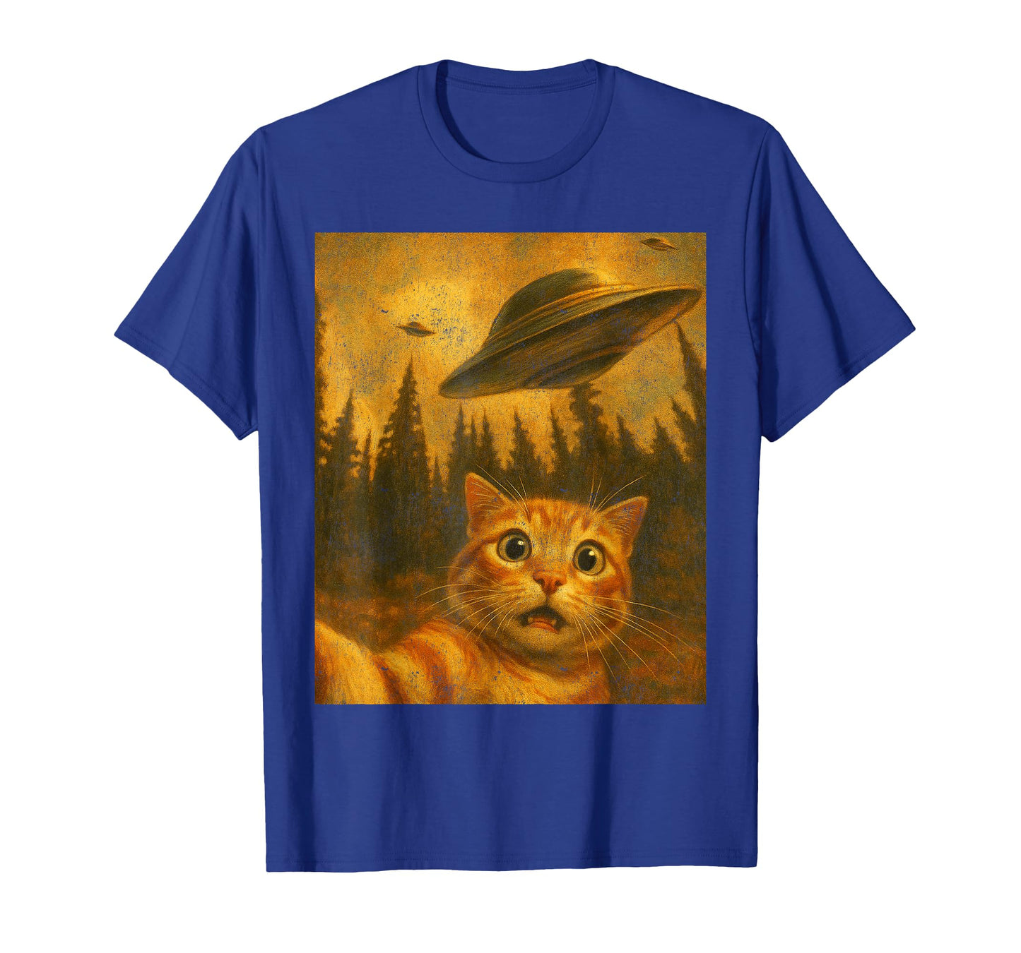 Cat Selfie With Alien UFO Funny Cat Gifts For Men Women Kid T-Shirt