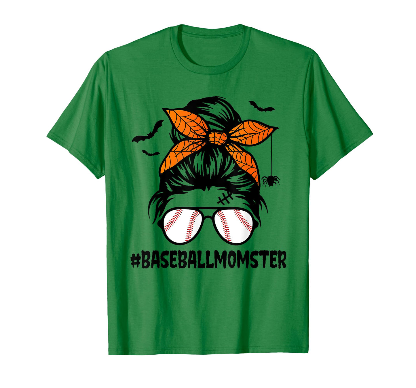 Baseball Momster Shirt for Women Halloween Mom Messy Bun T-Shirt