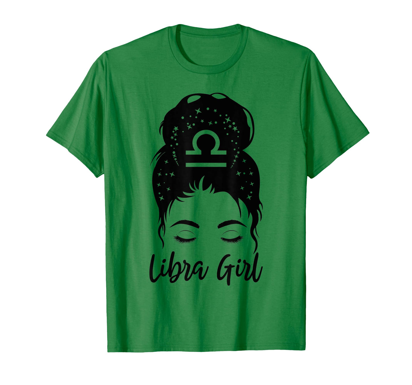 Libra Girl Messy Bun Zodiac Symbol Woman Birthday Costume T-Shirt
