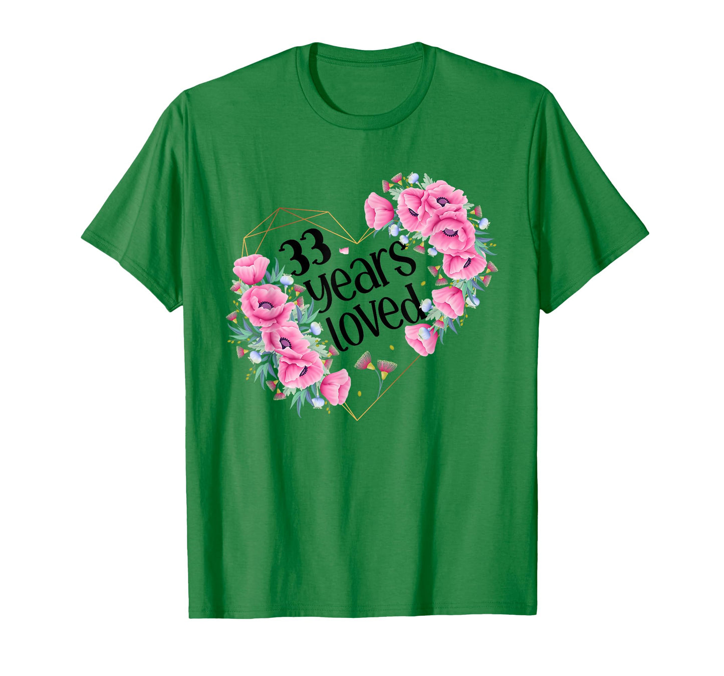 Husband Wife Floral 33rd Happy Birthday T-Shirt
