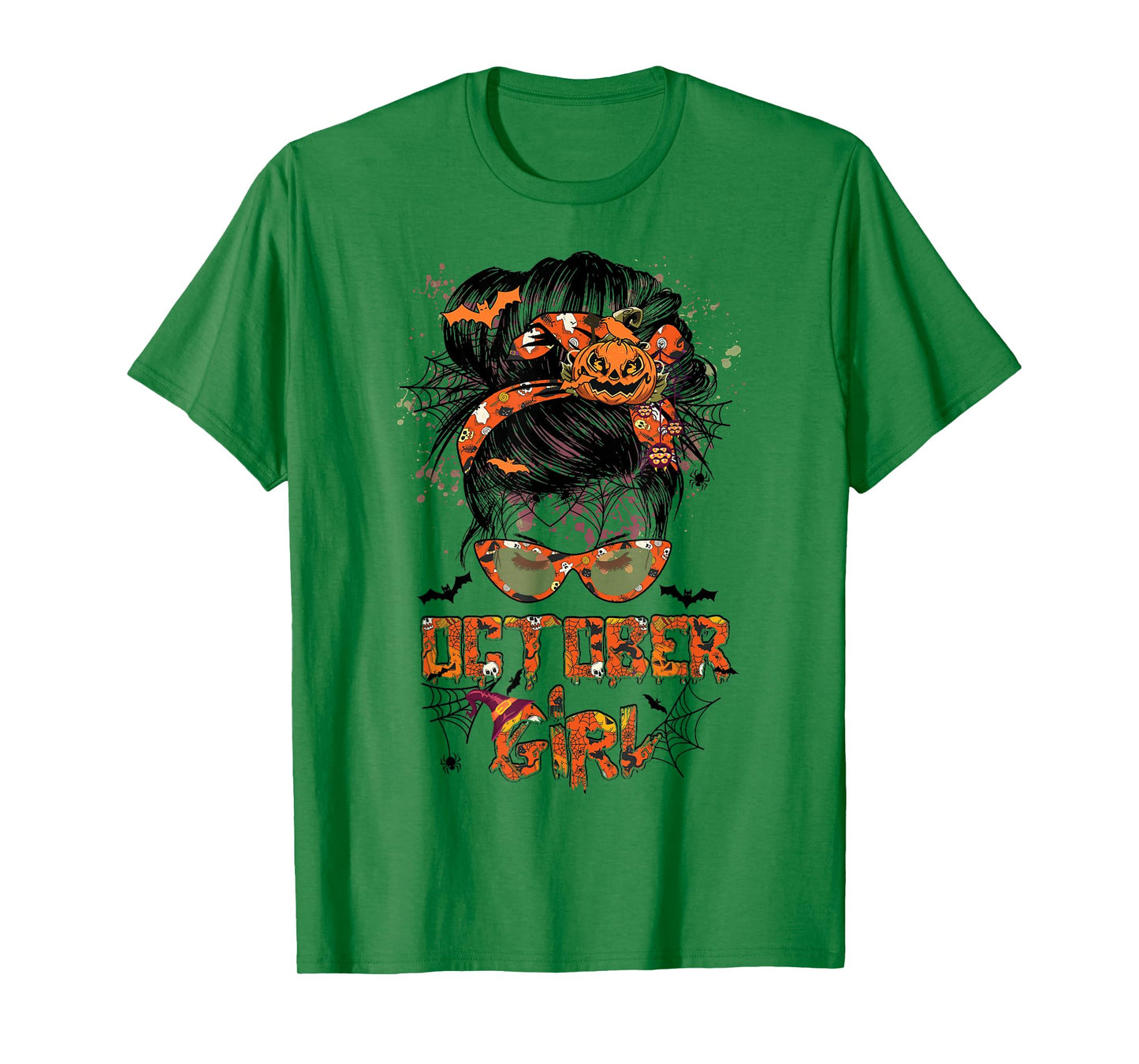 Women October girl Messy bun hair october birthday halloween T-Shirt