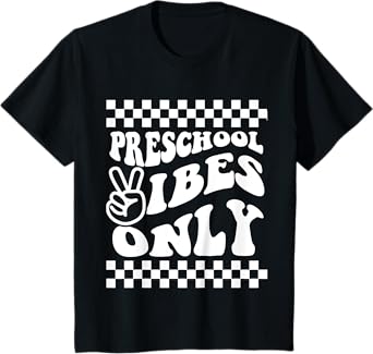 First Day of Preschool Vibes Only Retro Girl Toddler Boy T-Shirt