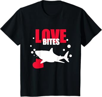 Kids Love Bites Toddler Valentines Day Shark Lover Boy Funny T-Shirt