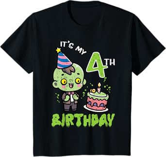 Its My 4th Birthday Zombie 4 Four Year Old Bday Boys Girls T-Shirt