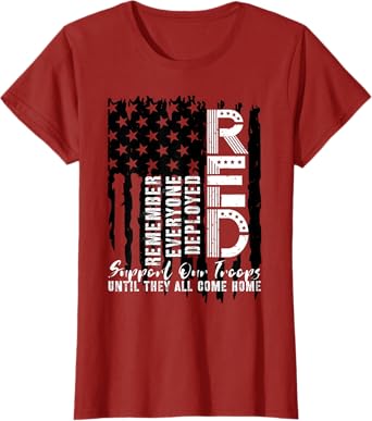 Womens On Friday We Wear Red Friday Military Support troops US Flag T-Shirt