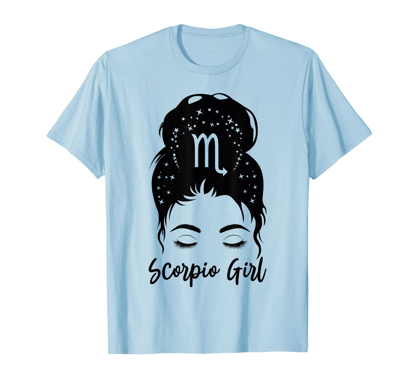 Scorpio Girl Messy Bun Zodiac Symbol Woman Birthday Costume T-Shirt