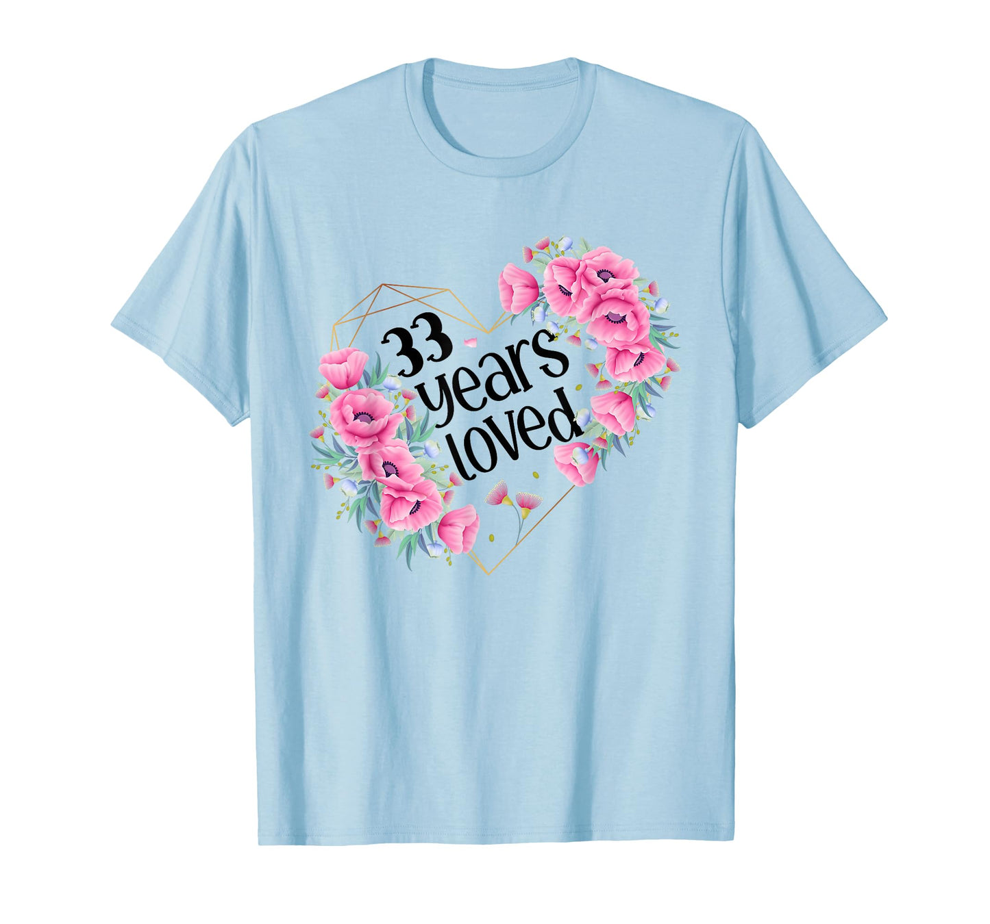 Husband Wife Floral 33rd Happy Birthday T-Shirt