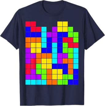 Nerdy Tetrominoes Block Puzzle Video Game Math Teacher Geek Men Women Girls Kids T-Shirt