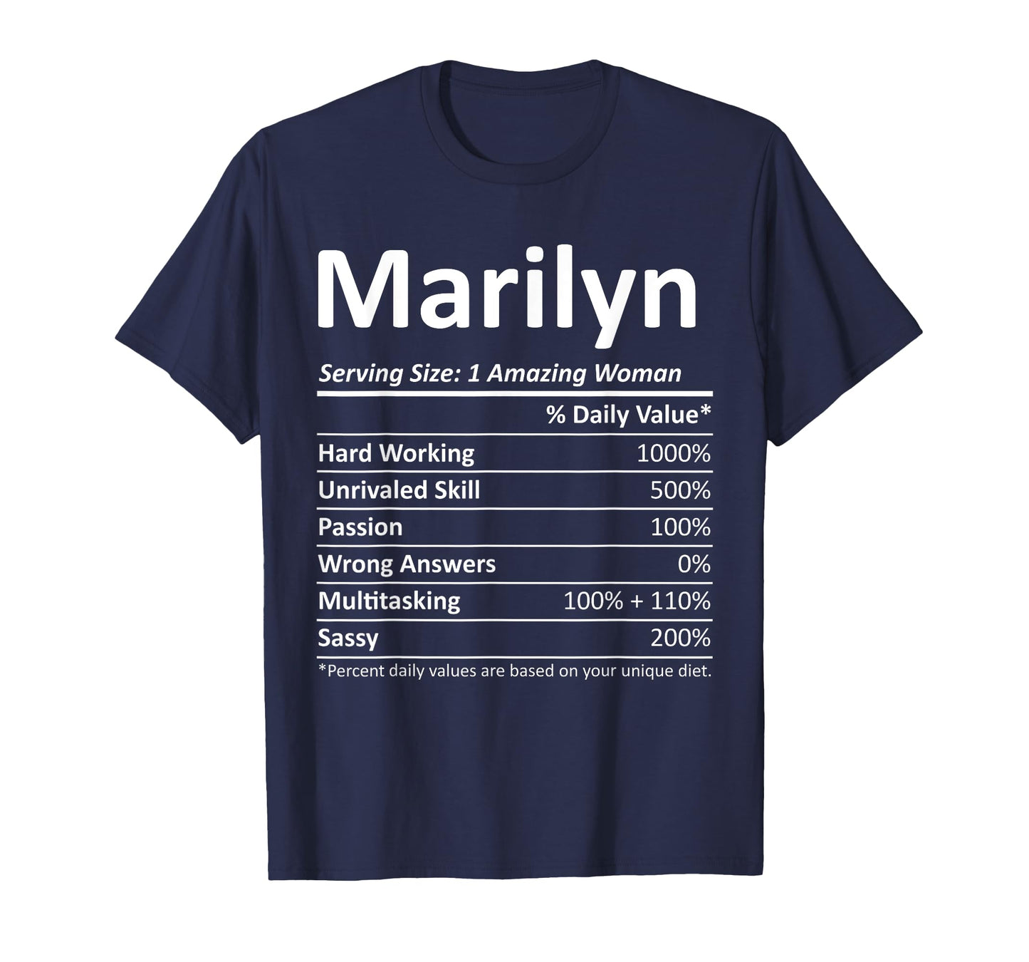 MARILYN Nutrition Personalized Name Funny Christmas Gift T-Shirt