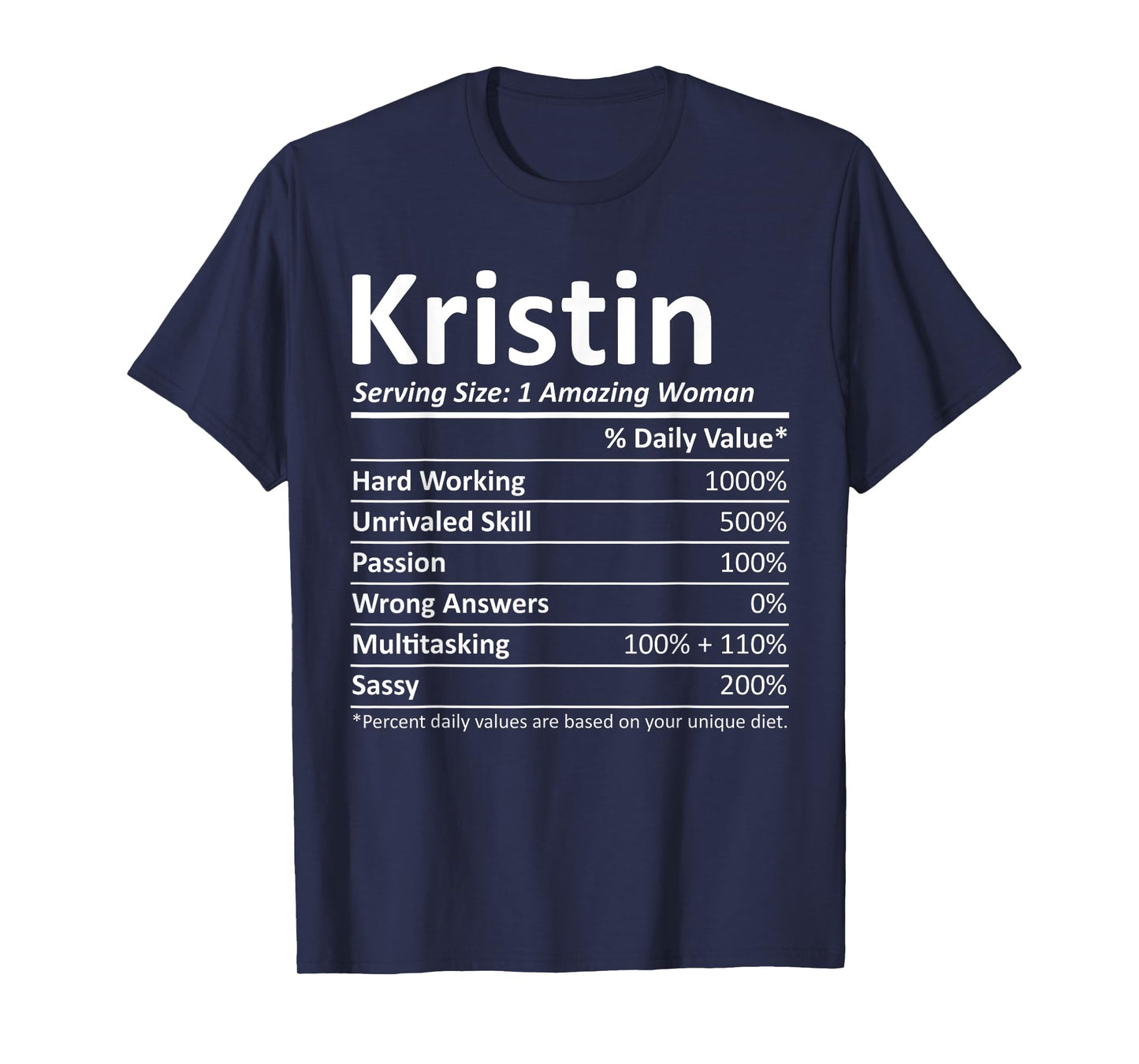 KRISTIN Nutrition Personalized Name Funny Christmas Gift T-Shirt