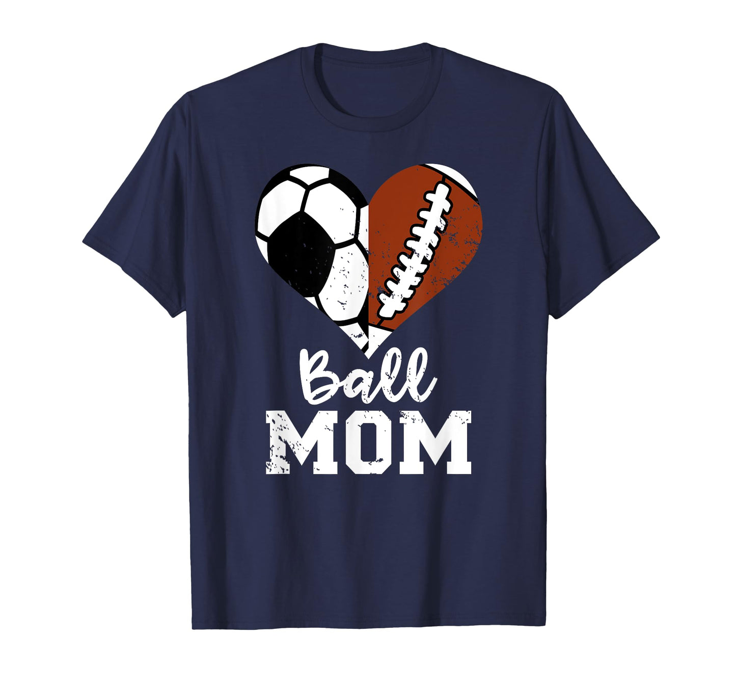 Ball Mom Heart Funny Football Soccer Mom T-Shirt